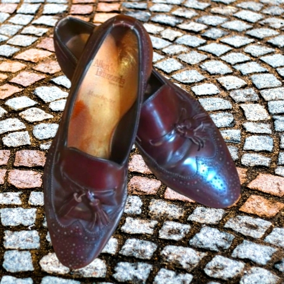 Allen Edmonds Manchester leather slip on tassel cordovan wing tip loafers Sz 9.5 - Picture 1 of 11